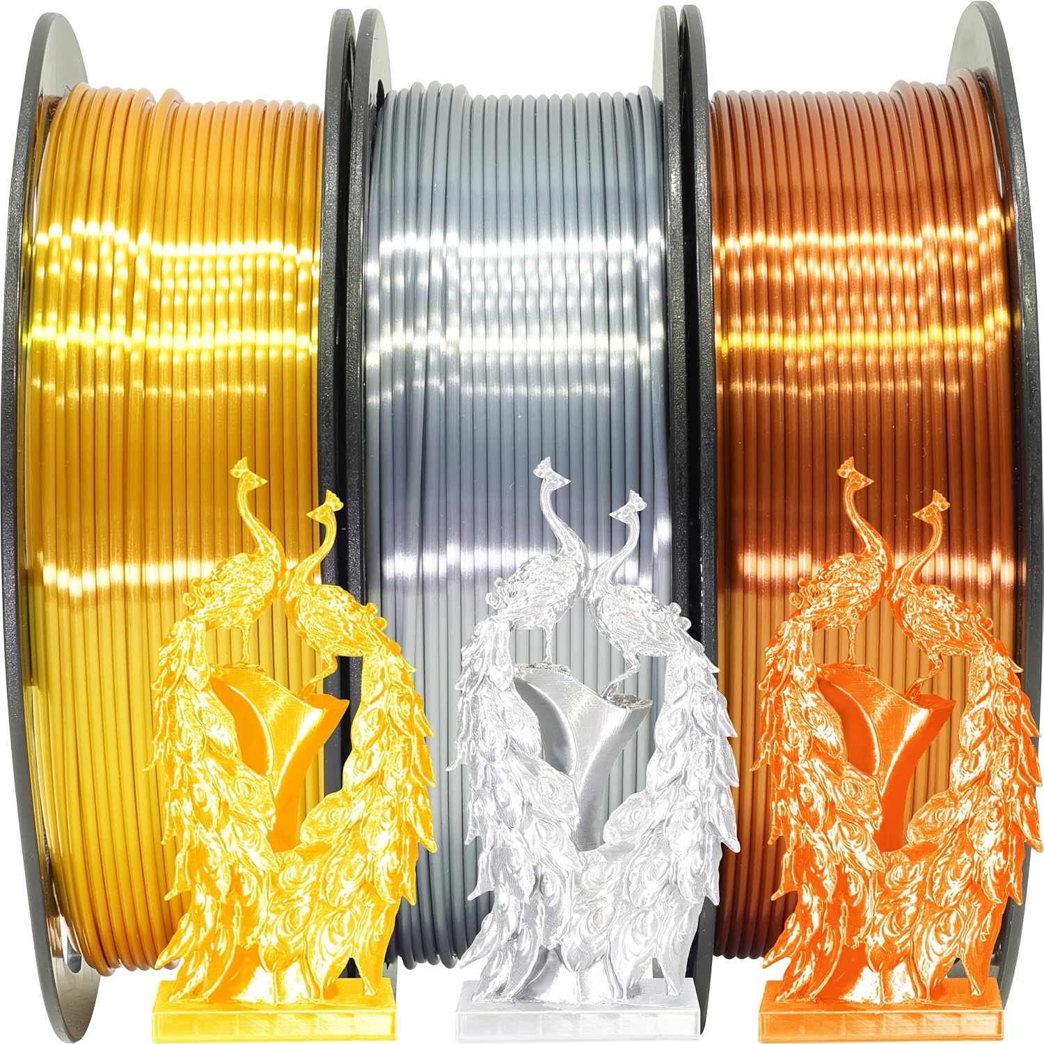 

Filament pour imprimante 3D, bobine de filament PLA 250G, multicolore , bobine 250G/0,55LBS, 3 rouleaux, or + argent + cuivre