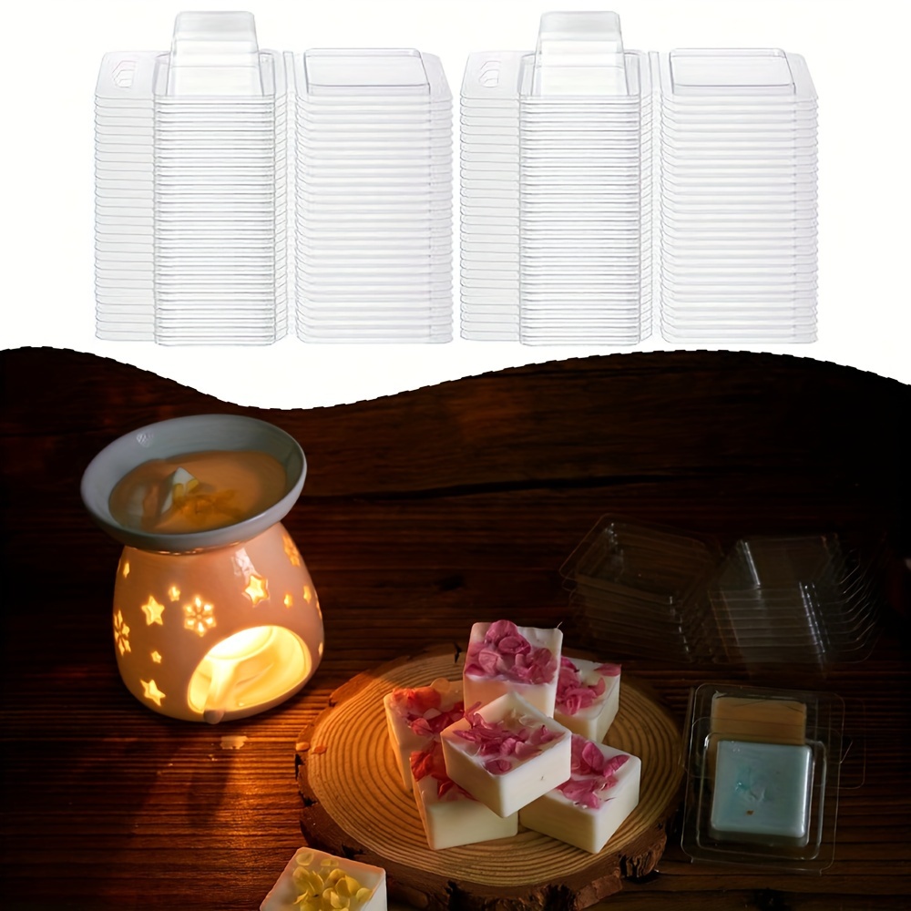 

10/20pcs Square Wax Melt Clamshells Molds: Unique Clear Plastic Cube Trays For Wickless Wax Melt Candles - Artisan Crafts