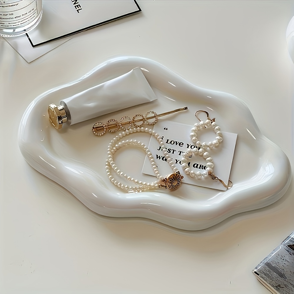 

Elegant Ceramic Tray - Single Layer And Perfume Display Stand, Room Office Organizer, Jewelry Trays