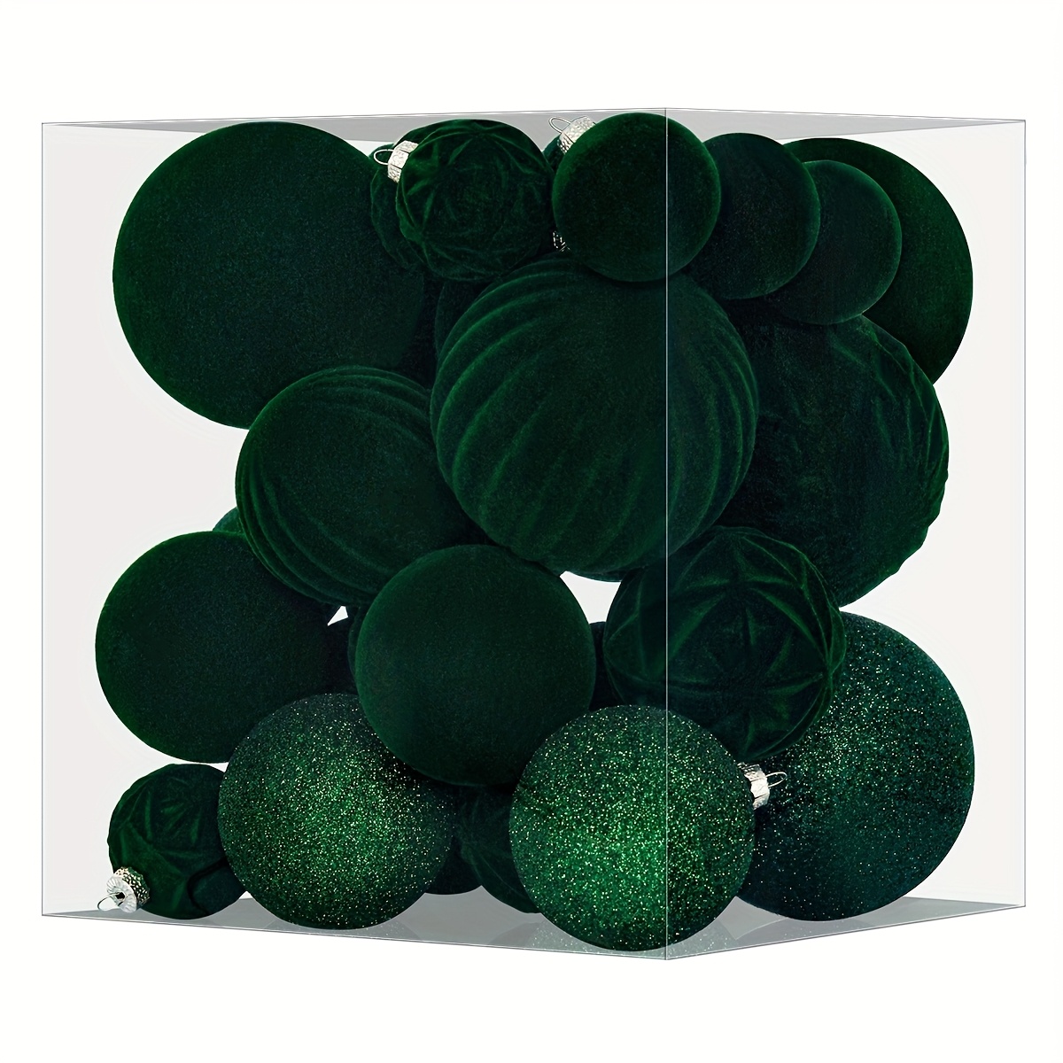 TEMU 36pcs Shatterproof Round Christmas Ball Ornaments Suitable For Tree Decorations - Dark Green Non-shattering Decorations, Balls For Decor, & For