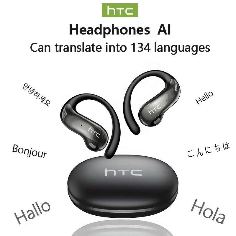 TEMU The Htc Ne19 New Ai Translation Earbuds (tws) Support 134 Languages, Are Wireless Open-ear, Bluetooth 5.4 Hifi Audio, And Offer Long , Making