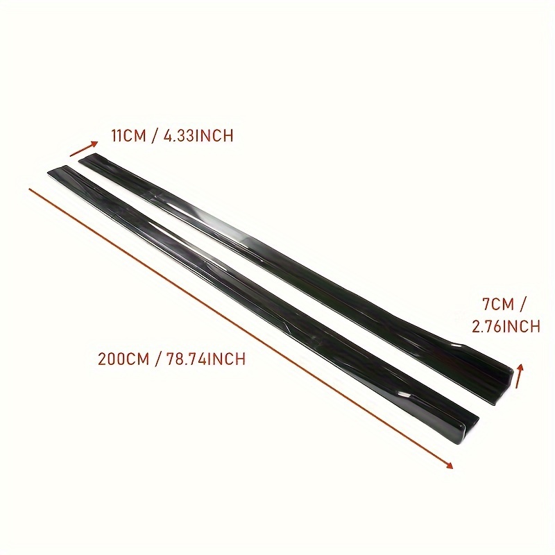 8-teiliges Universelles Auto-Seitenschürzen-Set 2m/2,18m Kombination – Schwarz für Modifikation Seitenschürzeneinsatz