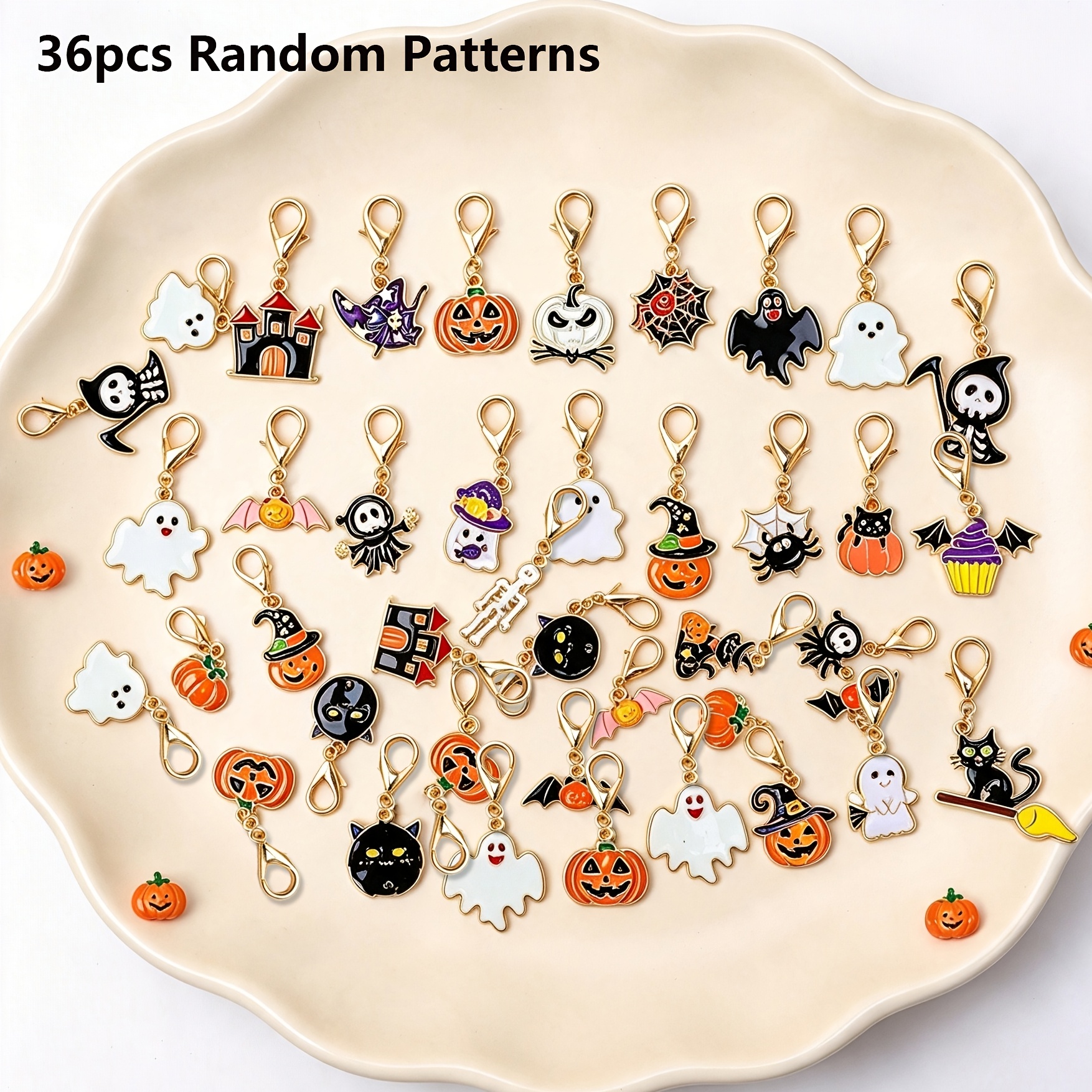 TEMU Dark Gothic Girl's Heart Halloween Keychain | Set Of 36 Random Patterns, -shaped Design | Suitable For Bag Charms, Car Key Pendants, Backpack