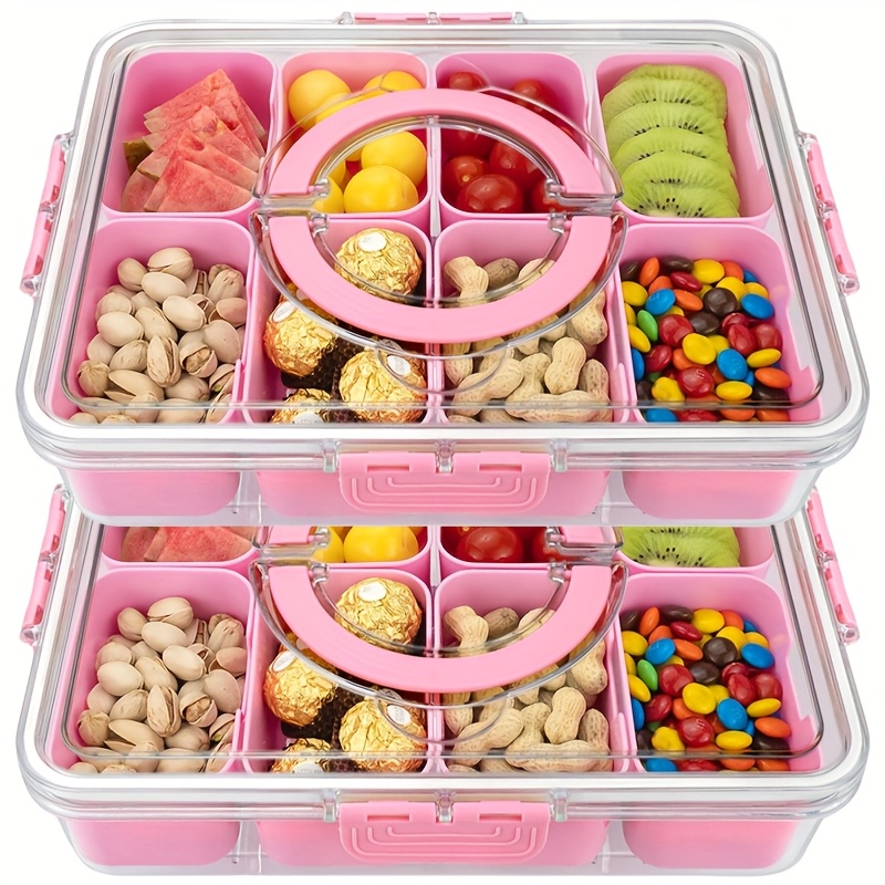 8er-Set Stapelbare Snack-Behälter – 3 Fächer, Spülmaschinenfest, Für Lunchbox & Meal Prep