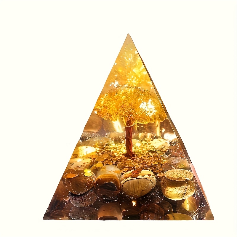 E-shop Eine Pyramide, Natürliches Zitrin, Tigeraug-Grundplatte. Geeignet für Innendekoration, Kristall-Ornamente für Zuhause,
