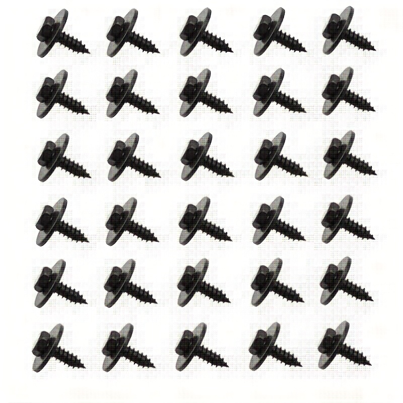 30pcs Car Engine Cover Self-tapping Screws, Bumper Fender Screws With Metal Nuts And Fixing Clips, Suitable For And For
