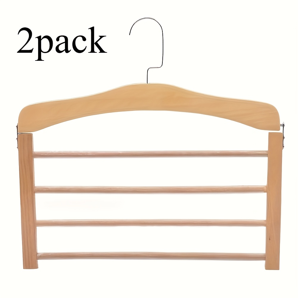 Image of 2 Wooden Pants Racks, Household Towels, Scarves, Tie Wooden Hangers, Unmarked Hanging Pants Racks, Wardrobes, Closets, Household For Homes, Dormitories