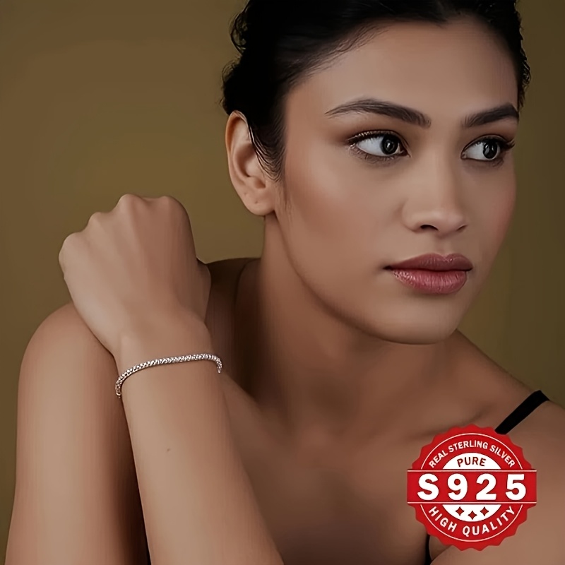 Adjustable 925 Silver Bead Ball Bracelet for Women