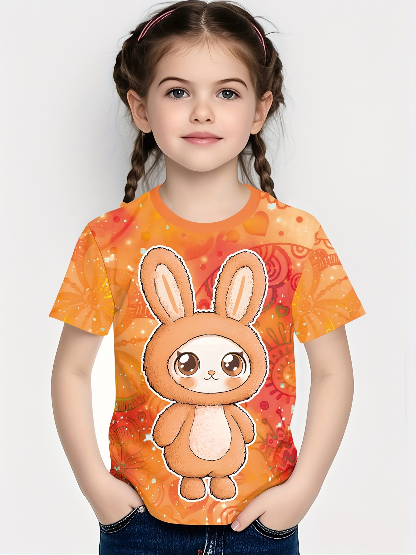 Girls' Summer Bunny 3D Print T-Shirt