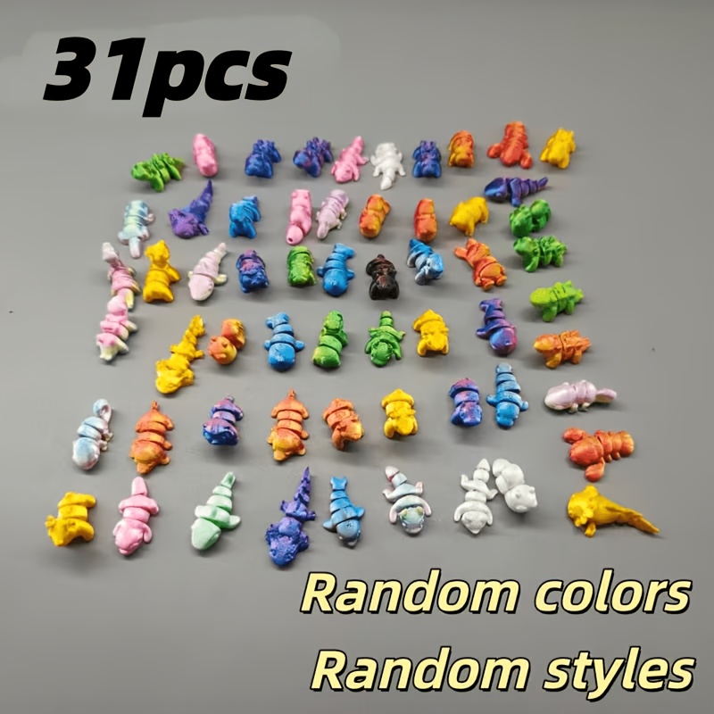 TEMU 31/90pcs 3d Printed Small Animal Parent- Interactive Toys, Mini Movable Animal Models, Fun And Educational Animal , Random Colors, Random Styles