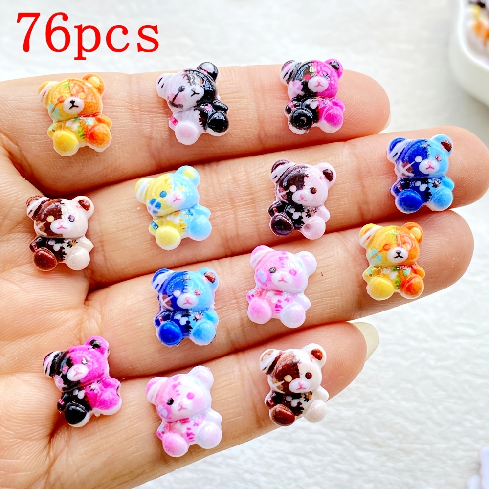 TEMU 16/34/76pcs Vibrant Mini Animal Two-color Bear Nail Art, Resin Multifunctional Rhinestone Jewelry, Suitable For Nail Art, Animal Themes, Jewelry
