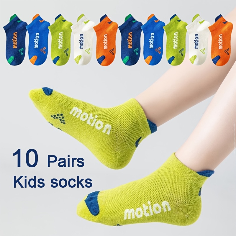 10 Pairs Kids Motion Ankle Socks, Ultra Thin Breathable Mesh Summer For Boys Girls