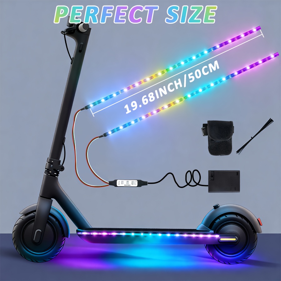 Led Lights For Scooters, Enhancing Visibility. Usb Powered With External Battery Box (4 ). Colored Bicycle And Scooter Lights, Suitable For Riding, Without Battery