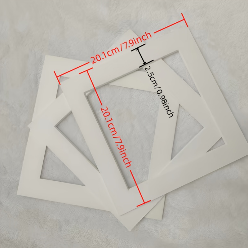 Image of 8pcs Elegant White Square Photo Frame Liners For Bedroom & Living Room - European Style Wall Display Cards