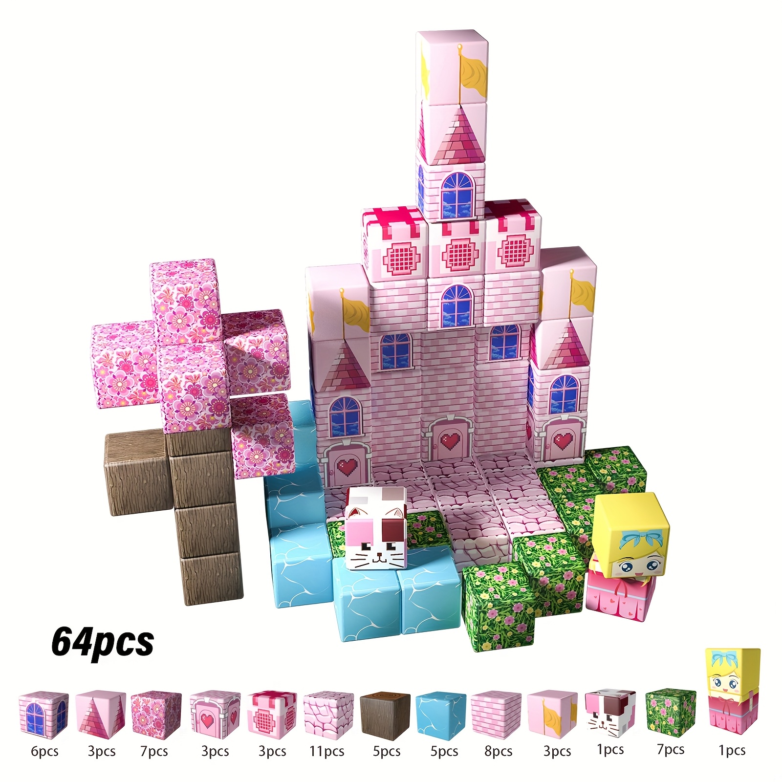 Magnetic Building Blocks Set, 200/100/64/48pcs for Creative Play