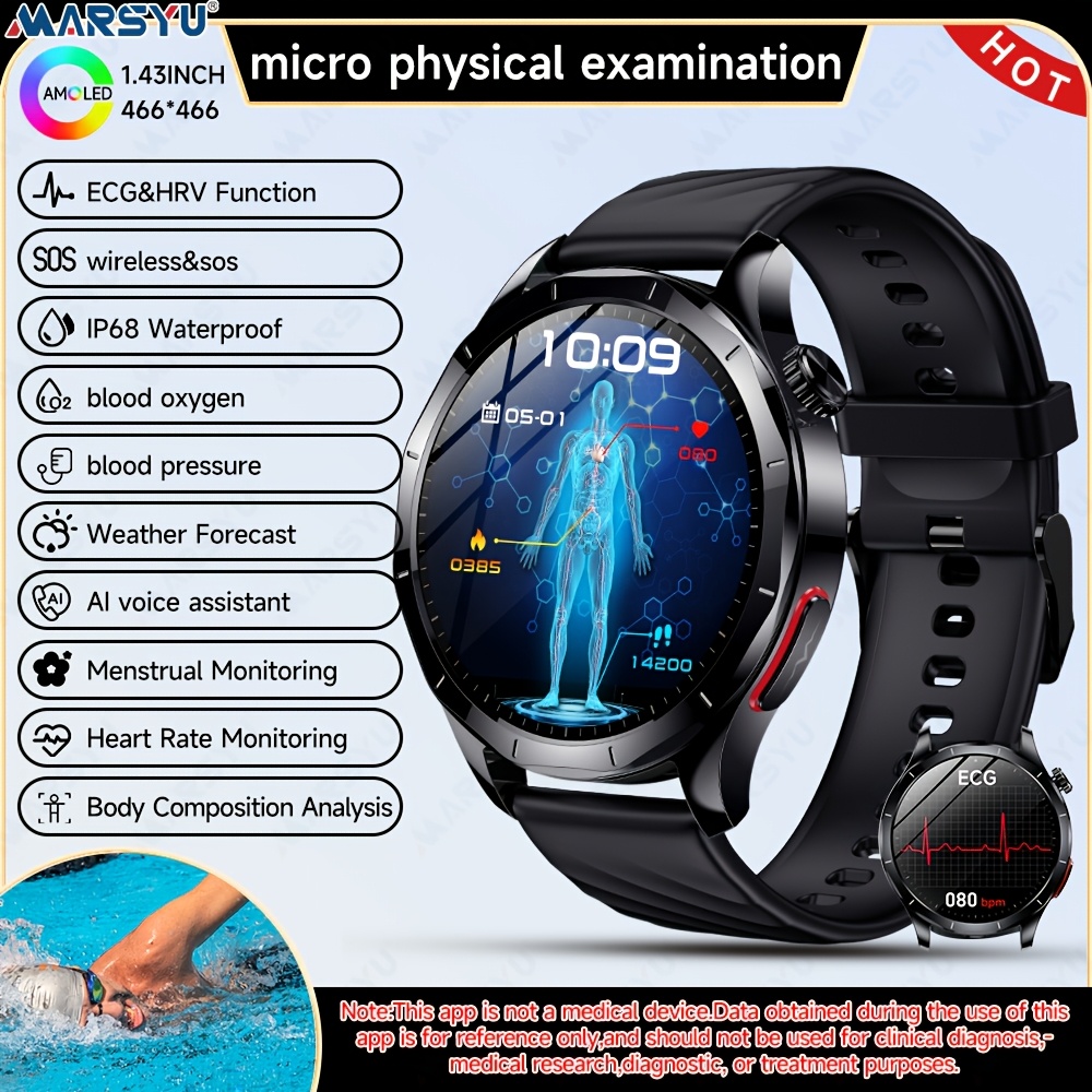 TEMU 2026 New Smart Watch For Men&women:1.43"amoled Display, B.t5.3, Ai Assistant/sos, Multi-sport , Call/message Notifications, Music Control,