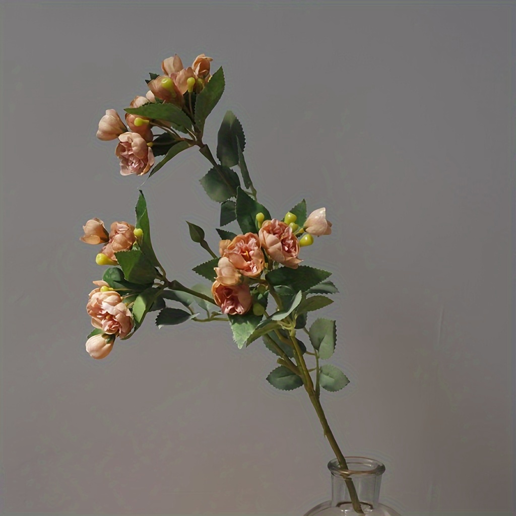 TEMU 1pc Artificial Spray Rose, Faux Flower For Weddings, Engagements And Home Decor - Perfect For Living Room, Kitchen, Garden Parties And Holidays