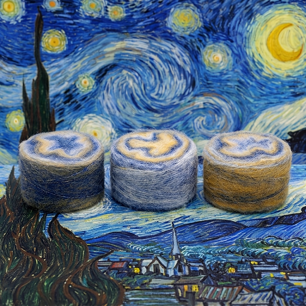 TEMU Lot de 3 fils de qualité supérieure 150G La Nuit étoilée de Van Gogh, fil épais crocheté à , doux et de , 3pcs/150G/5.29oz, pour tricoter pulls,