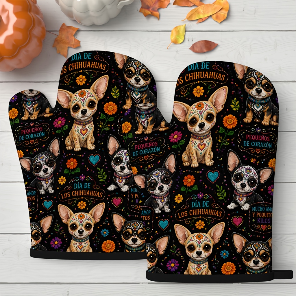 TEMU Ensemble de 2 maniques de four à motif silhouette de Chihuahua, produits de qualité supérieure, adaptés , à , à un usage domestique, design