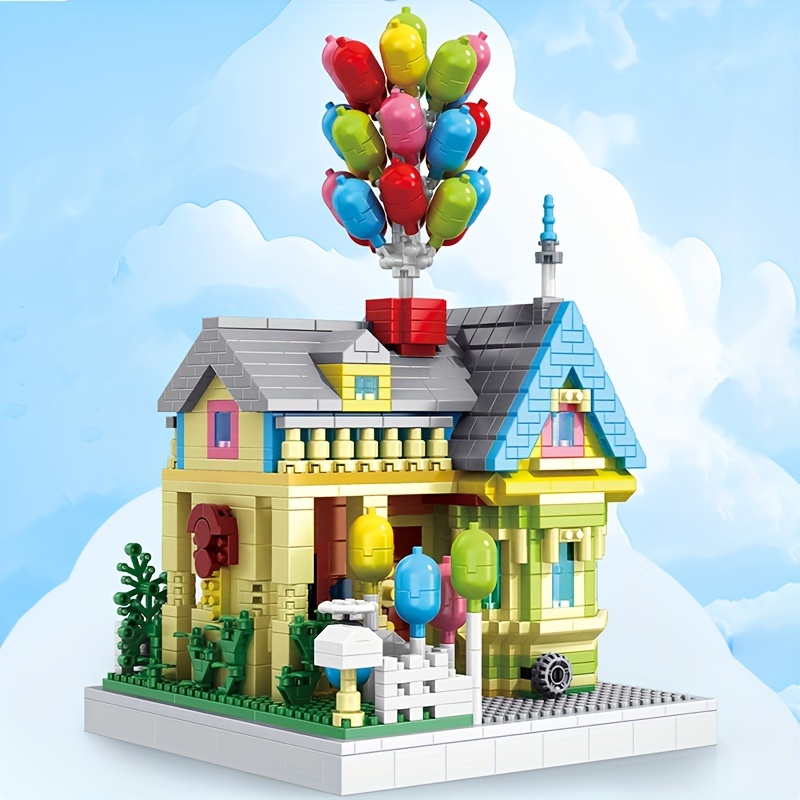 1249pcs Balloon House Building Blocks Set, Creative Colorful Micro Bricks  Model, DIY Desktop Ornament, High Difficulty Assembly Toy, ABS Material  - Main Image