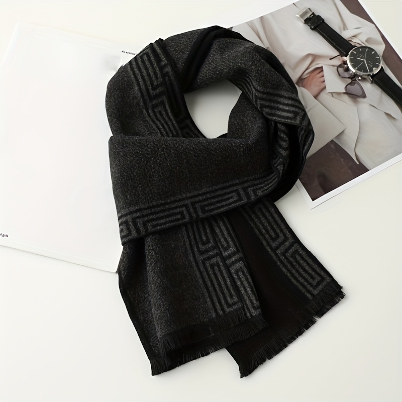 Image of 1pc Men's Multicolor Autumn Winter Warm Checkered Business Scarf Travel Cold Protection Fashion Easy Men's Outfit Scarf