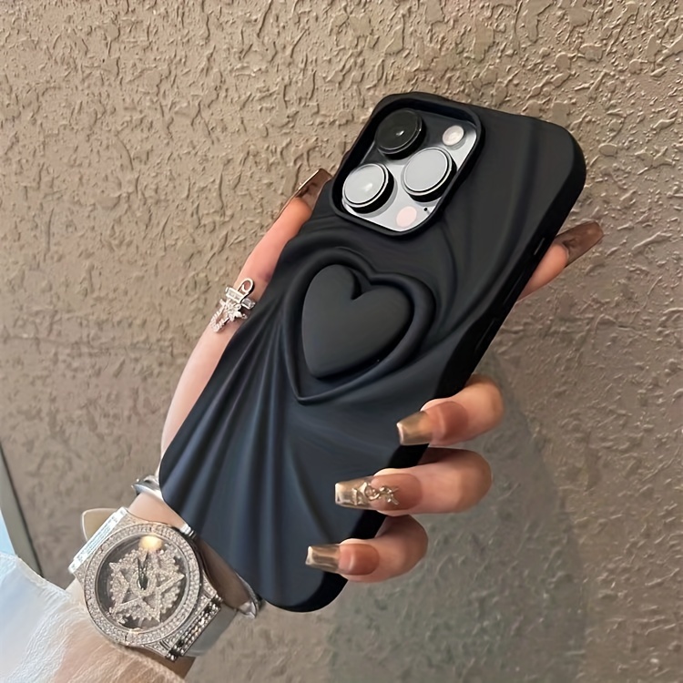 iPhone 15/14/13/12/11 Pro Max için 3D Aşk Kalp Tasarımlı Yumuşak TPU Telefon Kılıfı - Mat Şeker Renkler, 6.6 Ftlik Düşmelere Karşı Darbeye Dayanıklı ayrıntılar 5