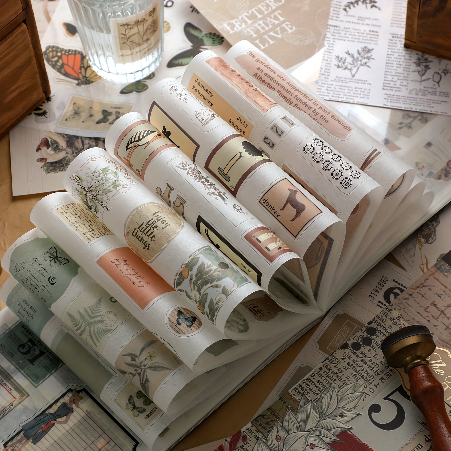 50 Sheets Precut Washi Stickers and Decorative Papers Book