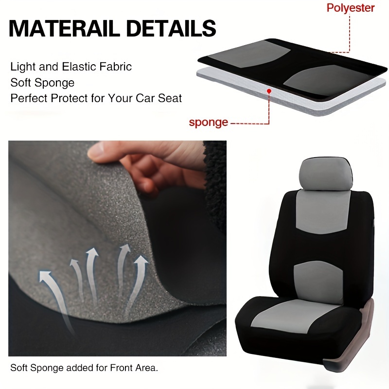 Autositzbezüge-set, Beige, Polyester-stoff, Airbag-kompatibel