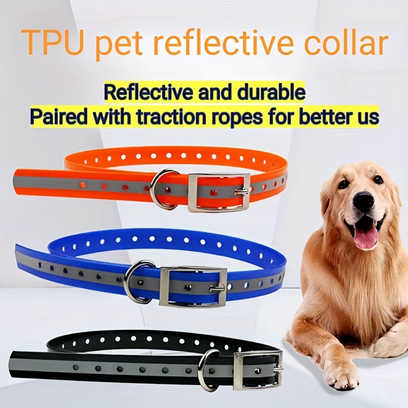 

Reflective Tpu Dog Collar With Traction Ropes - Adjustable, , Waterproof Pet Collar For Small To Medium Dogs - Night For Training And Walking