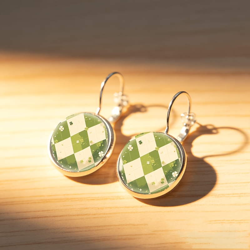 2pcs Set White French-style Ear Hook Earrings, Clover Design