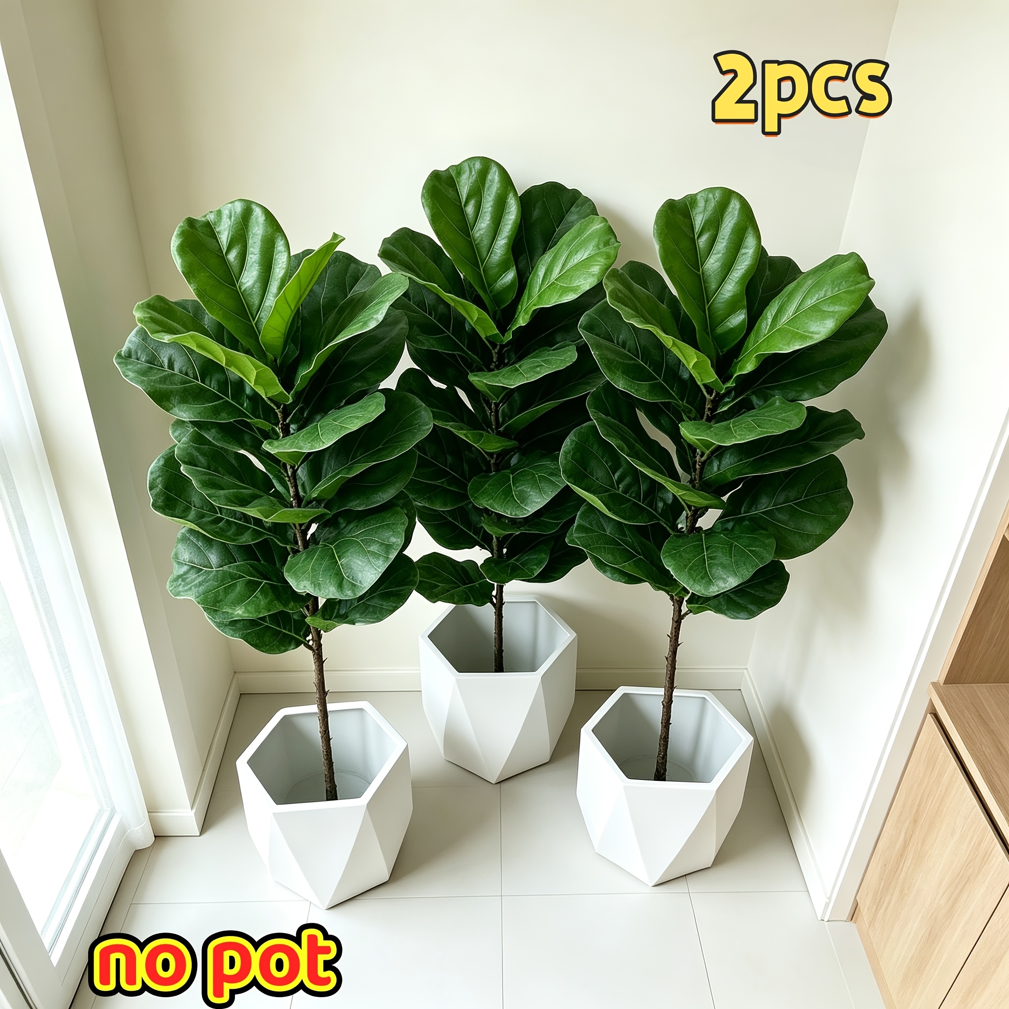 TEMU 2pcs Extra Large New Lyrata (monstera) Artificial Plants For Home Decor, Thick Base With Stem Support, Reusable Tropical Faux Greenery, Suitable