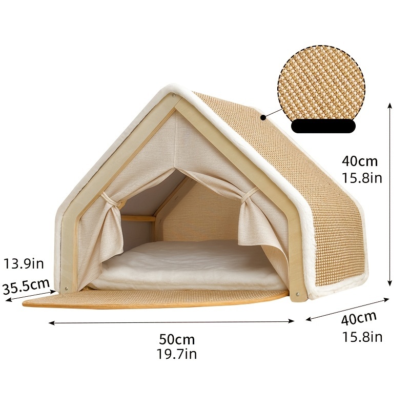 1pc Whisker Wonders 2-in-1 Cat Scratching Board and House, Polyester Fiber Cat Tent with Sisal Roof, Multi-Cat Cozy Shelter, Ideal New Year Gift for Cats