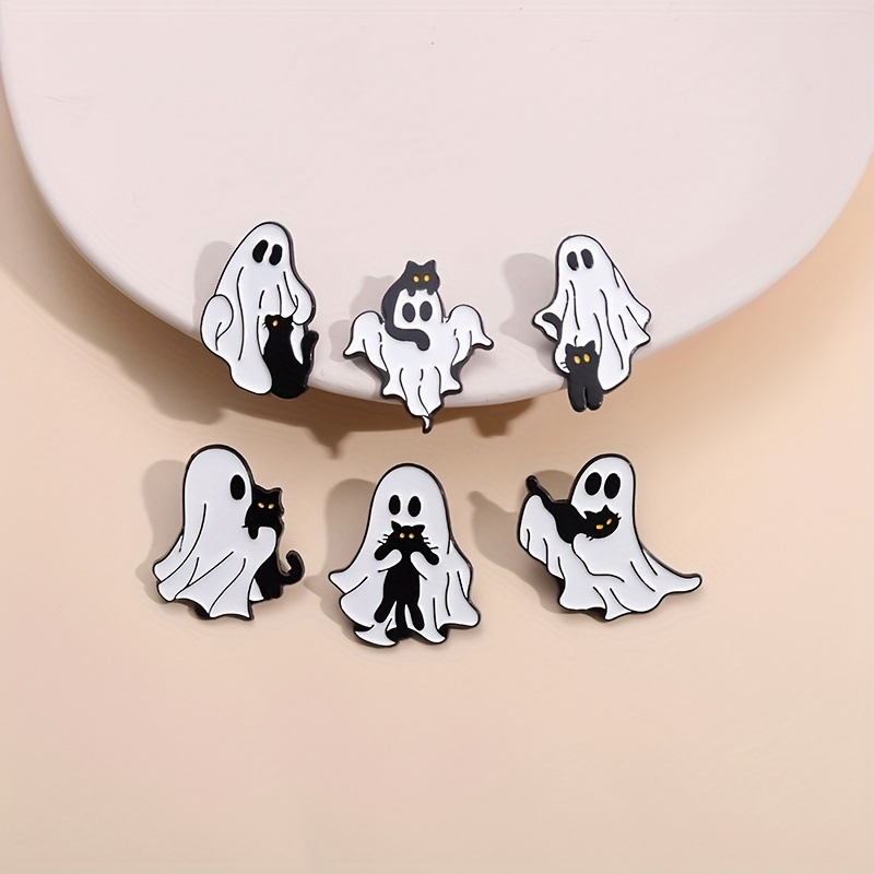 

The 6-piece Horror Creative Brooch And Black Cat Cute Metal Badge Costume Accessory Collar Pin Corsage Set