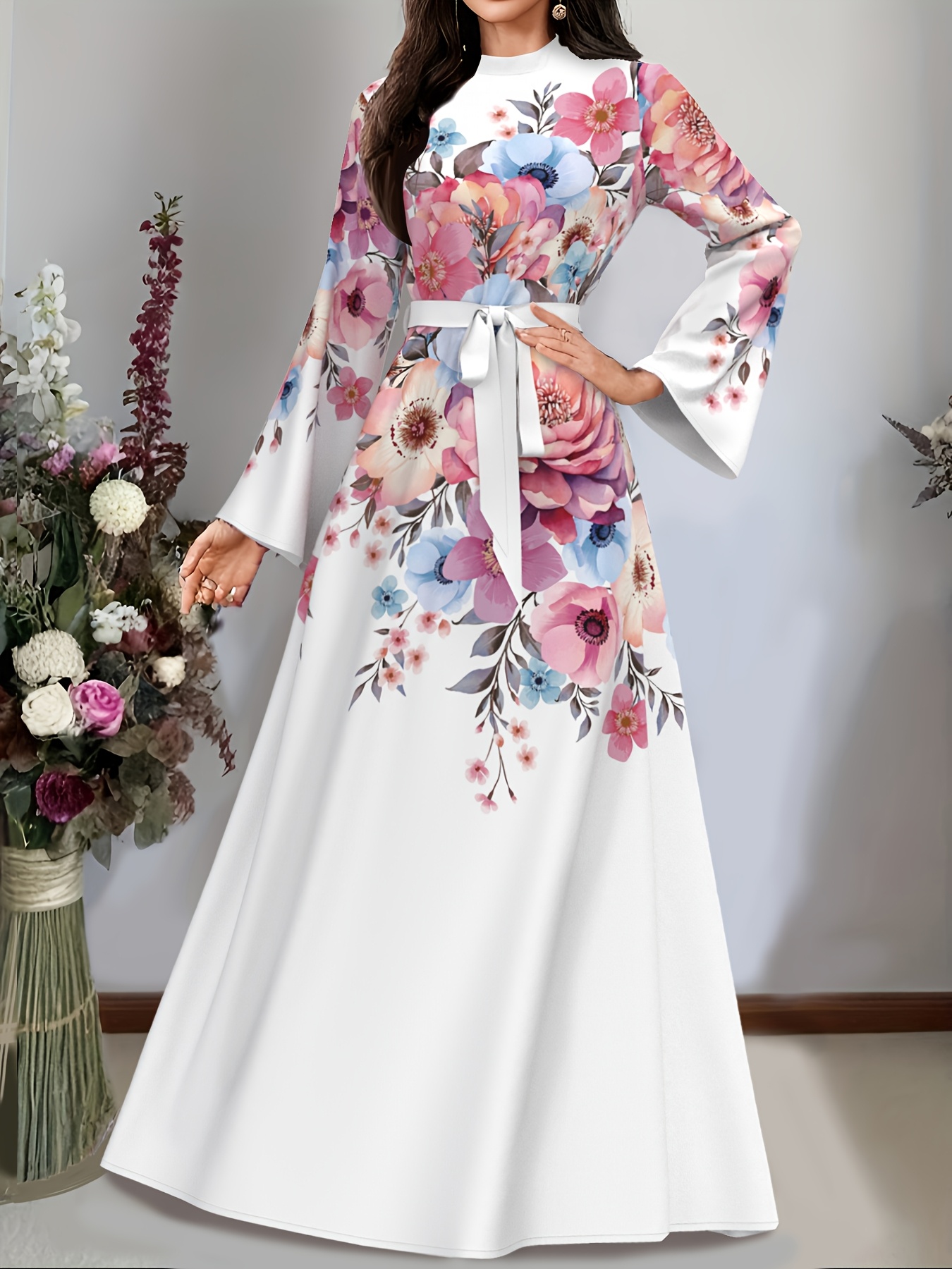 chinese dress ladies Ayza Modest Long Maxi Dress - Nude | Modest Muslim Dresses main image 0