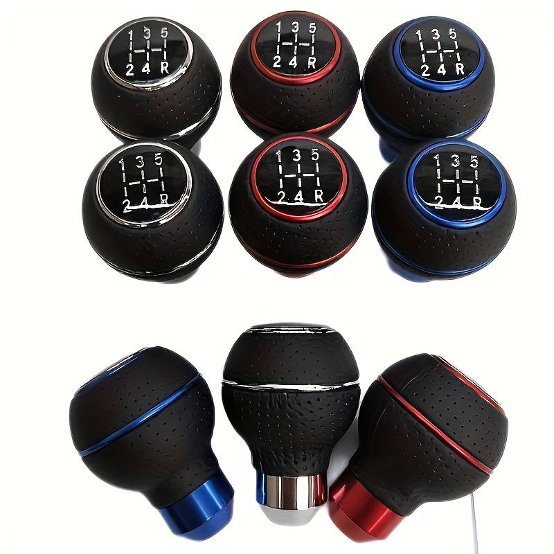 Car Automatic Gear Stick Shift Knob Shifter Lever Head Leather With 3 Adapters