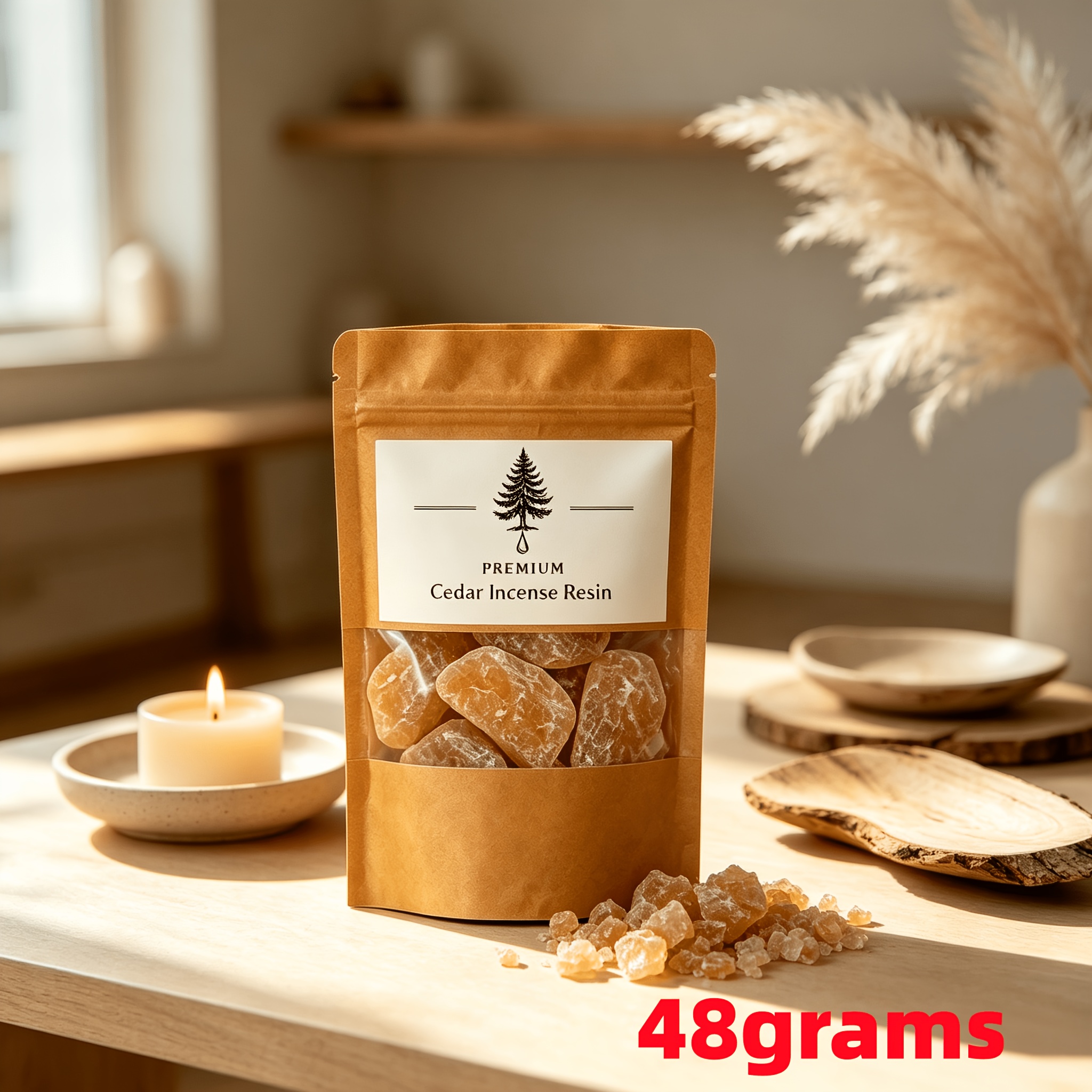 TEMU Cedar Scented Resin Pellets For Home, Amber Resin Blocks Compatible With Incense Burners And Charcoal, Fragrance For Indoor Long-lasting