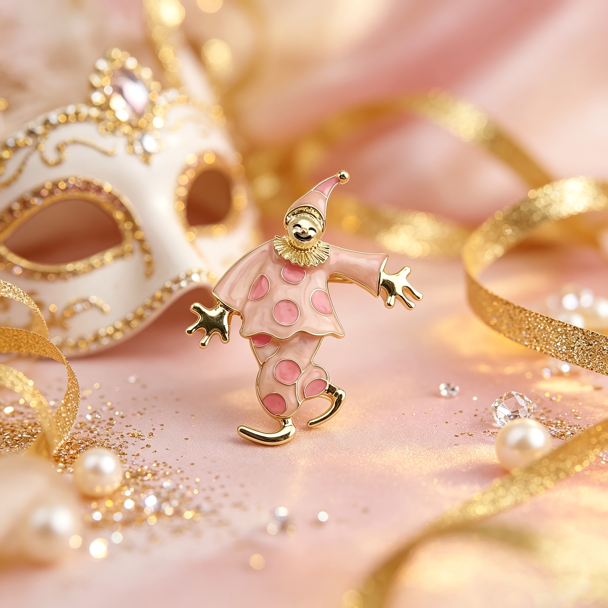 TEMU Broche Clown de Carnaval, Motif à Pois Roses, Émail, Accessoire de Vêtement et Sac à Dos, Idéal pour Offrir en Cadeau à des Amis, Cadeau de
