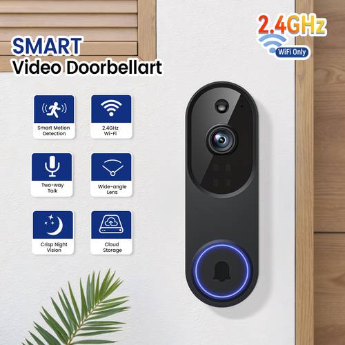 wireless surveillance doorbell camera working with stable 2 4g wifi support real features spotlight for clear live viewing instant alerts for people vehicle detection easy usb charging wall mounting