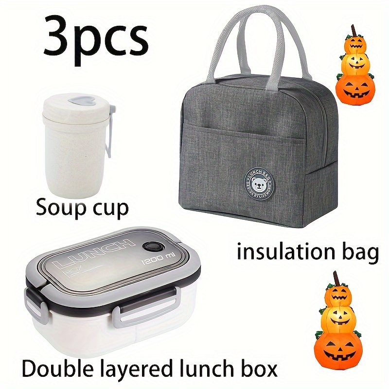 TEMU 3pcs Set With Soup Cup - Microwaveable , & For Work Or School, Available In ///green/