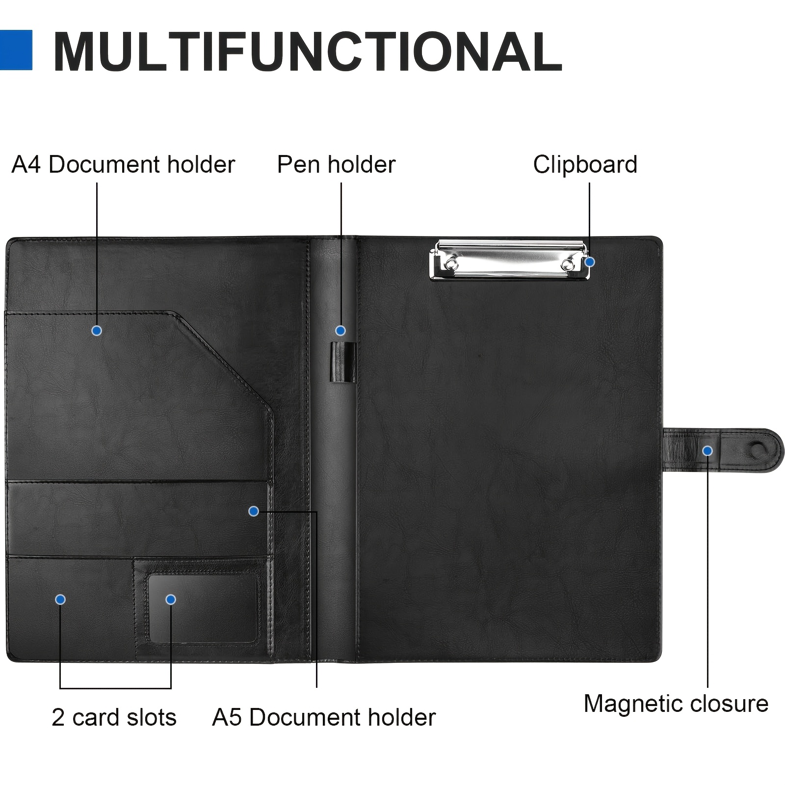 Image of Clipboard Folder A4, Writing Folder A4, Clipboard Folder, Conference Folder Made Of, Document Folder, Portfolio Padfolio Black