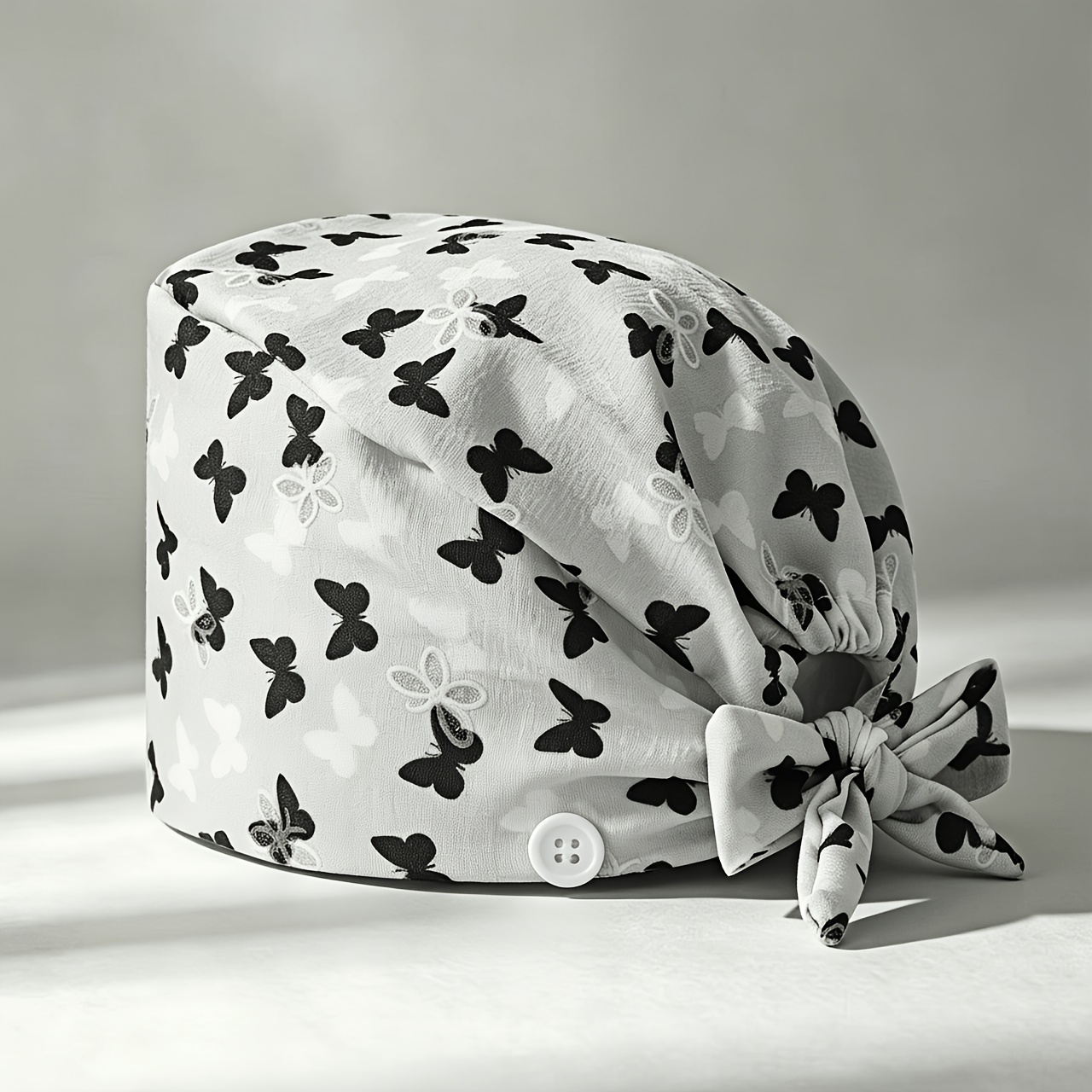 TEMU 1 X Bonnet de intégrale pour en mousse avec motif imprimé papillon poudré argenté, artisanat , bonnet de travail médical pour femme pour salle