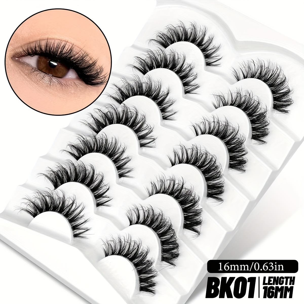 Groinneya Lashes 5/7 Pairs Wispy Mink Lashes Invisible Band Eyeashes Extensions Strip Lashes Natural Look Soft Fluffy
