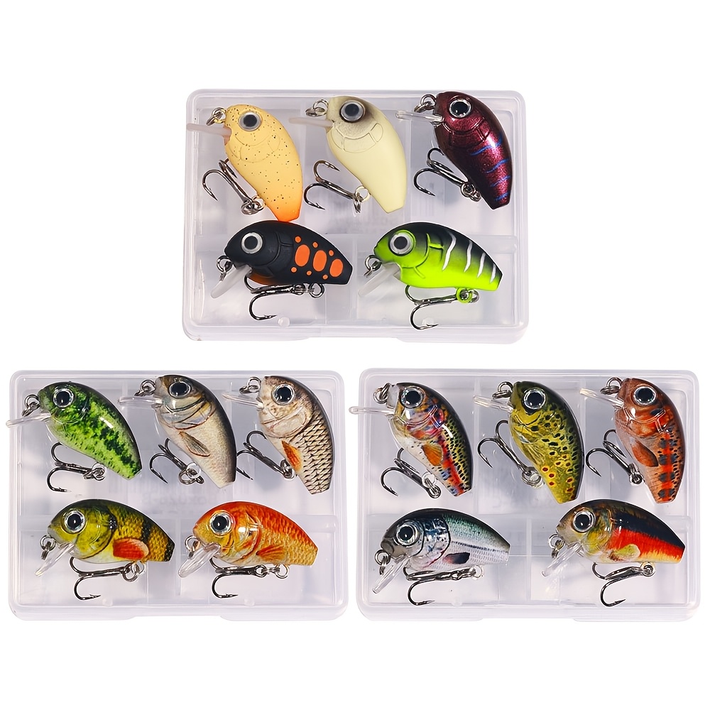 

5pcs Mini Crankbait Fishing Lures, 1.1" Hard For Bass & Trout, Colors, Abs Material