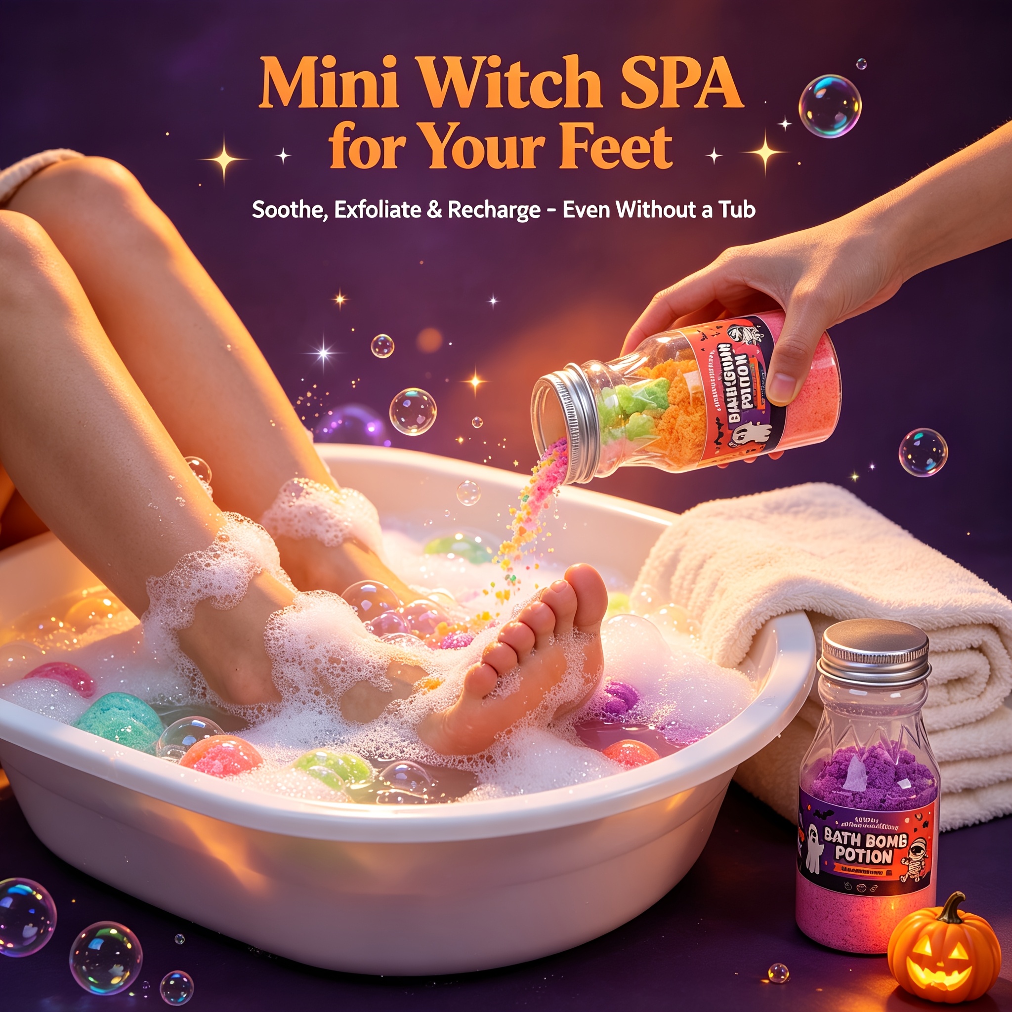 Halloween Magic Bath Bomb Potion Gift Set, Witch Milk Bottle Shape