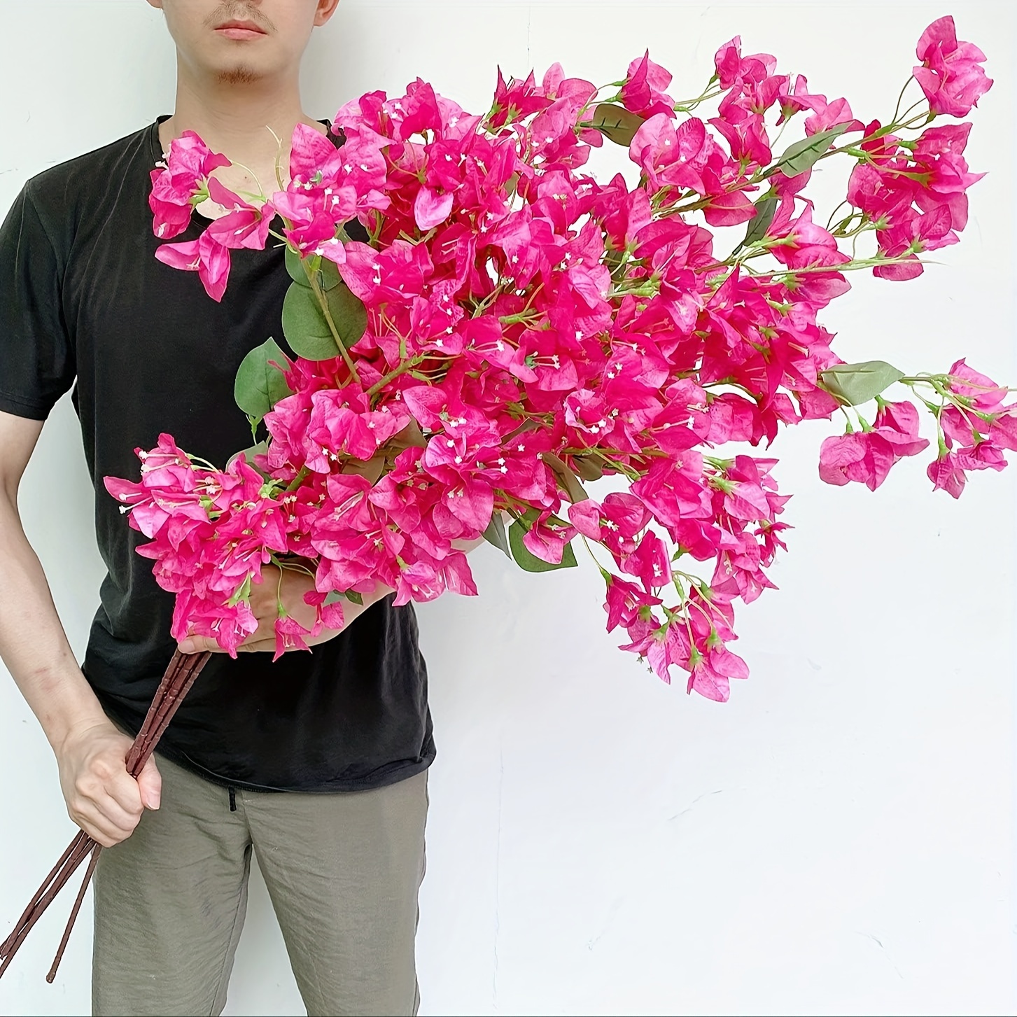 TEMU 10-pack Artificial Bougainvillea Vine Flowers - Plastic Faux Floral Branches For Home, Wedding, Garden Decor - Multi-occasion: Christmas, Halloween, Easter, Thanksgiving, Valentine's - No Pot Included