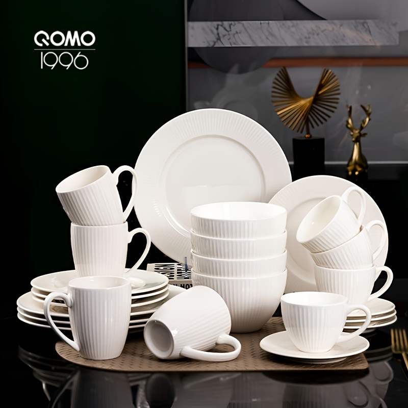 

20/24-piece Ceramic Dinnerware Set, Ceramic Dinner Plates, Salad Plates, Bowls Set, Coffee Mug Set, Microwave, Oven, And Dishwasher Safe, Resistant, Suitable For Home, Party, Restaurant