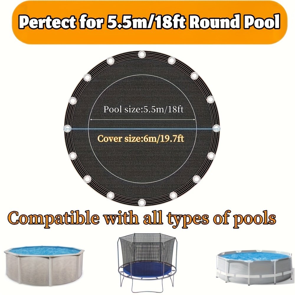 1pc Round Leaf Net Pool Cover For Above Ground Pools, Mesh Cover To Catching Leaves, Mesh Tarp With Grommets, Resistant Garden Sun Shade Netting(only Cover)