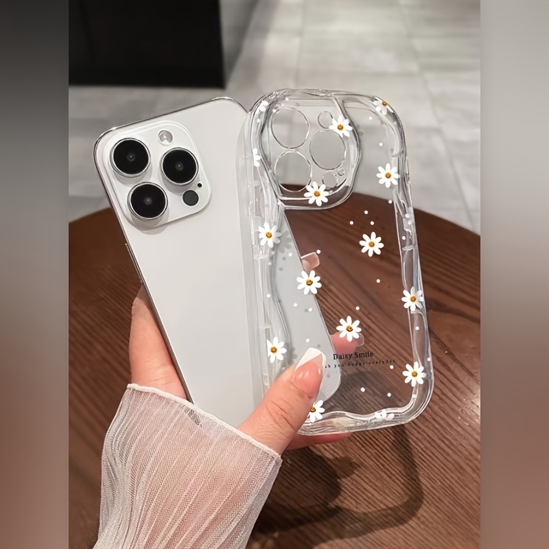 TEMU Transparent And Fresh Small Chrysanthemum For Iphone Case, Shockproof, Suitable For Iphone 16/16 Pro/16 Pro Max/ Pro/15 Pro Max/14/14 Pro/14 Pro