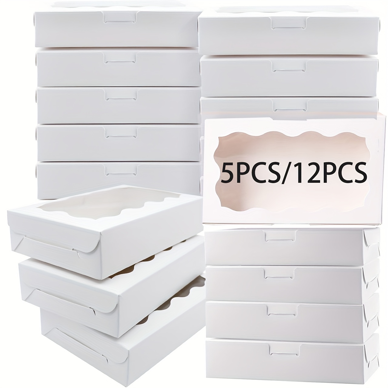 

5pcs/12pcs White Gift Box With Transparent Window, Small Gift Box Container For Packaging, Wedding, Party, Christmas, Birthday, Shower