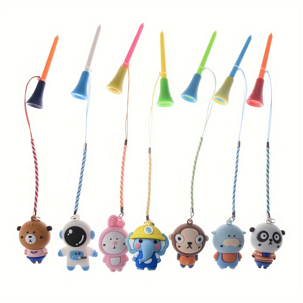 

5pcs Golf Rubber Tee With Pvc Cartoon Pattern Golf Ball Holder With Handmade Rope Prevent Loss Golf Accessories Golf Gift